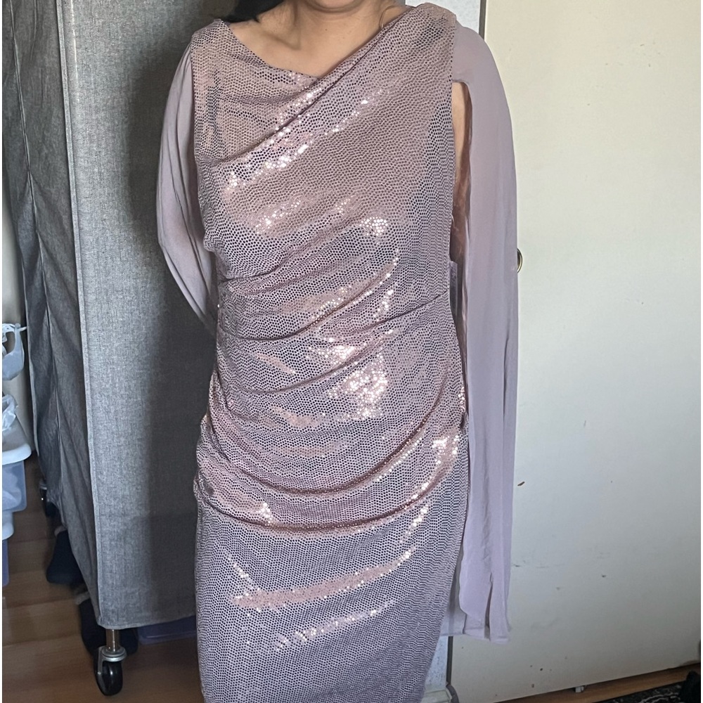 New Rm Richard sequins dress w/ cape sz 12